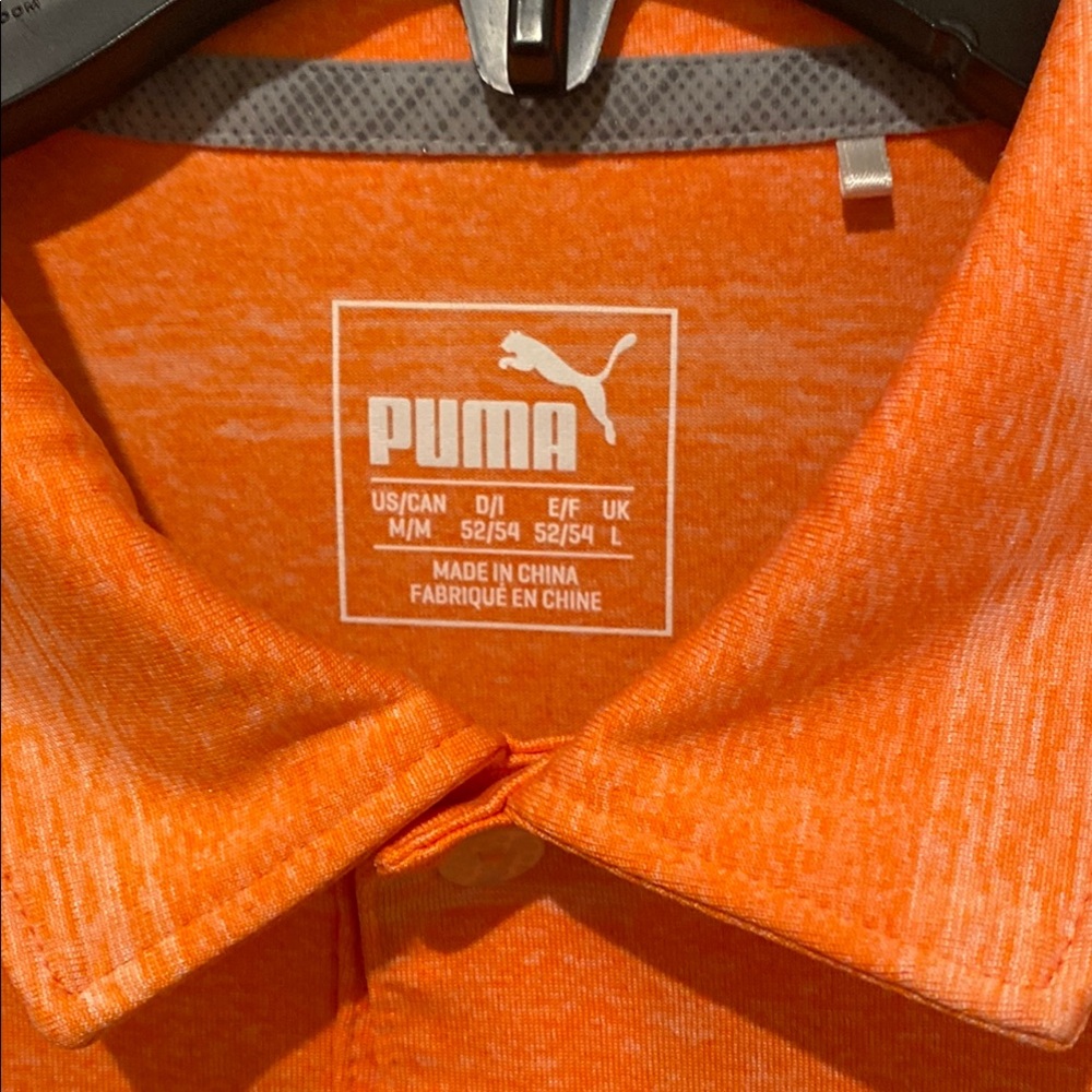 Puma Orange Polo Shirt Short Sleeve Classic - Picture 2 of 4